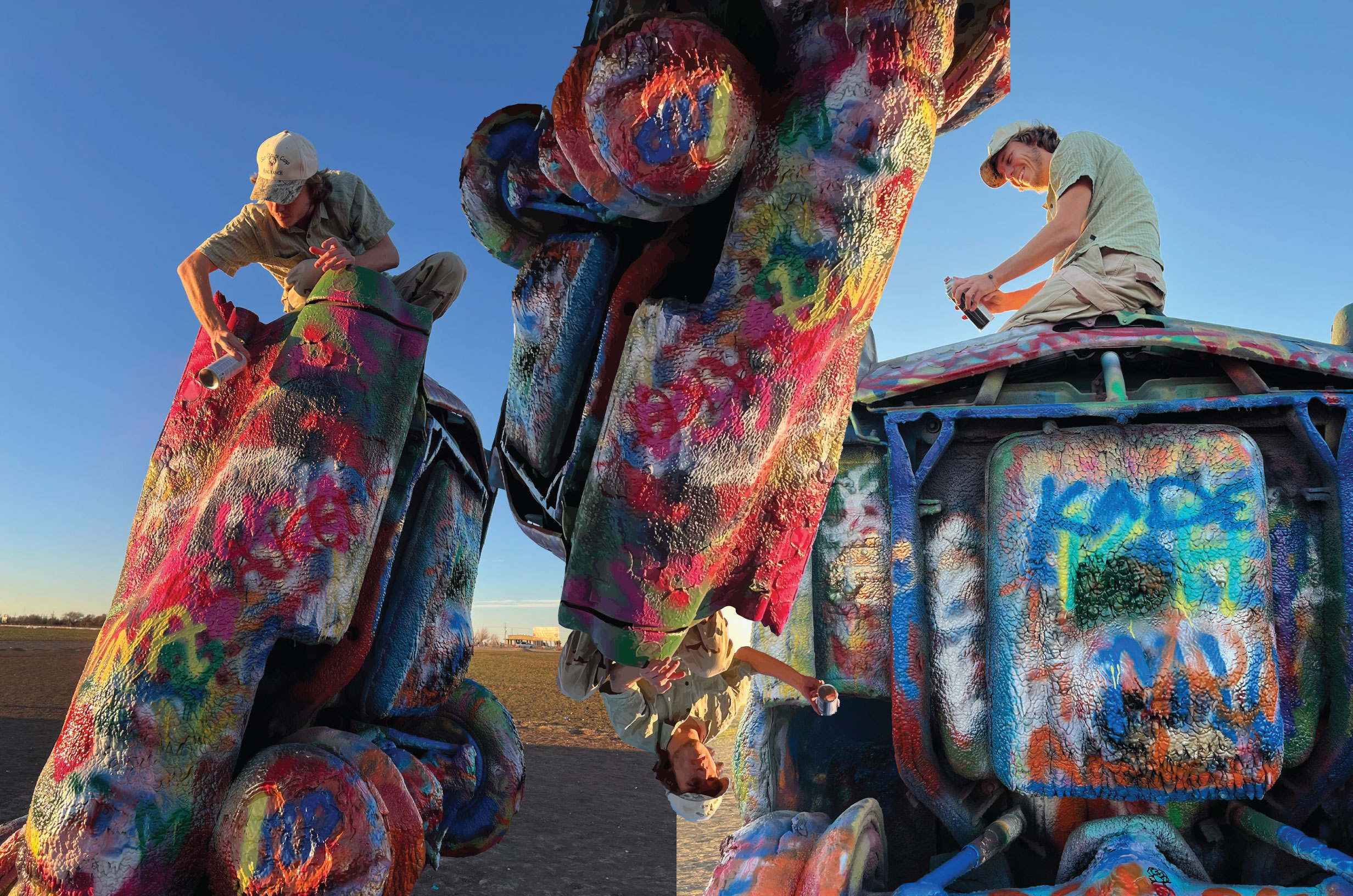 cadillac ranch, spray painting cadillac ranch